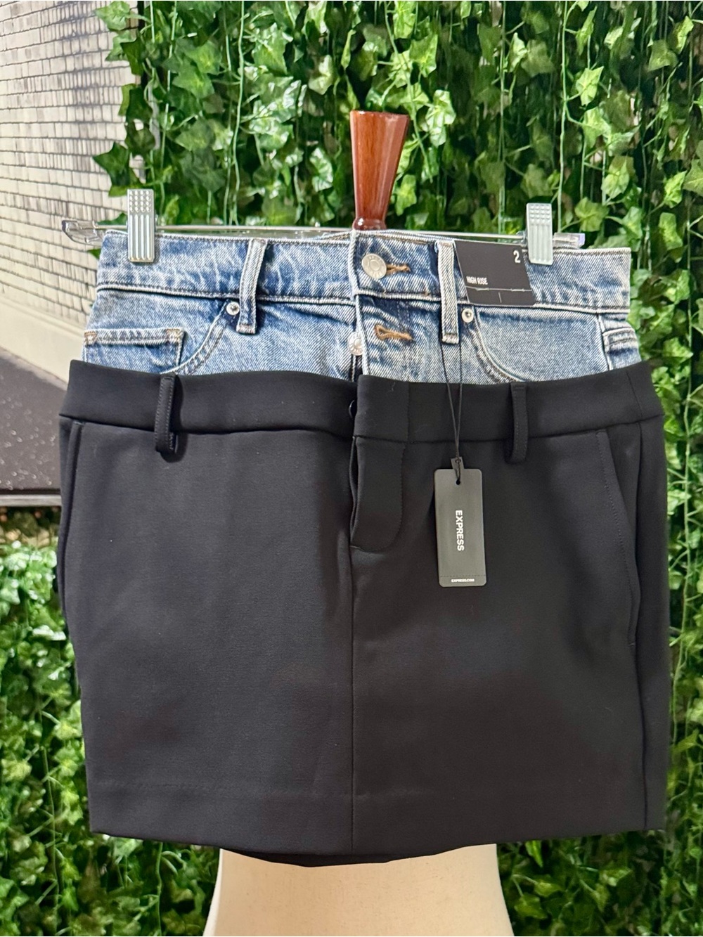 New Express Two Toned Denim & Black Skirt